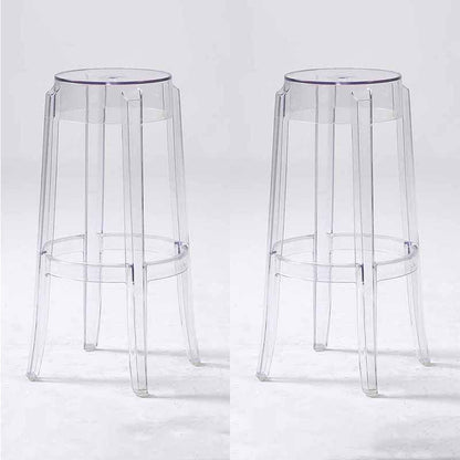 Nordic Simple Stackable Counter Stools 30-inch Height Armless Indoor Bar Stool,set of 2 Clear 2 Piece Set Clearhalo 'Bar Furniture' 'Bar Stools' 'bar_stools' 'furn' 'furn_bar_stools' 'furniture_bar_stools' 'Kitchen & Dining Furniture' 'kitchen&dining_furn' 'kitchen' 'kitchen_furn' Furniture' 4415983
