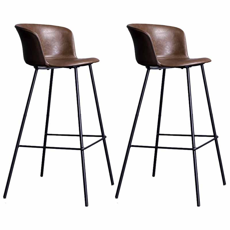 Modern Farmhouse Leather Seats Counter Stool Metal 4 Legs Stool, Set of 2 Khaki 2 Piece Set Clearhalo 'Bar Furniture' 'Bar Stools' 'bar_stools' 'furn' 'furn_bar_stools' 'furniture_bar_stools' 'Kitchen & Dining Furniture' 'kitchen&dining_furn' 'kitchen' 'kitchen_furn' Furniture' 4415994