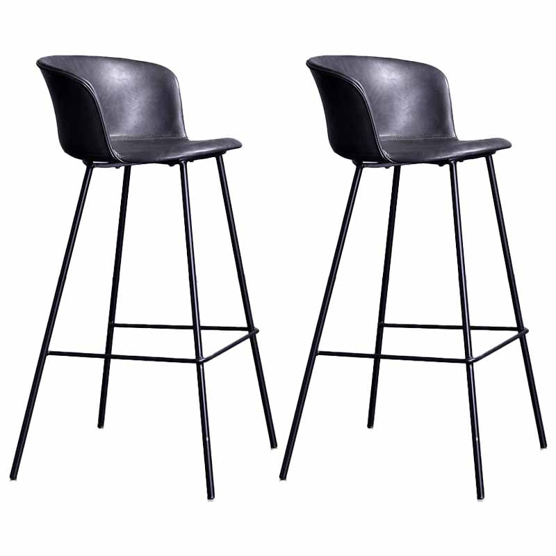Modern Farmhouse Leather Seats Counter Stool Metal 4 Legs Stool, Set of 2 Grey 2 Piece Set Clearhalo 'Bar Furniture' 'Bar Stools' 'bar_stools' 'furn' 'furn_bar_stools' 'furniture_bar_stools' 'Kitchen & Dining Furniture' 'kitchen&dining_furn' 'kitchen' 'kitchen_furn' Furniture' 4415995