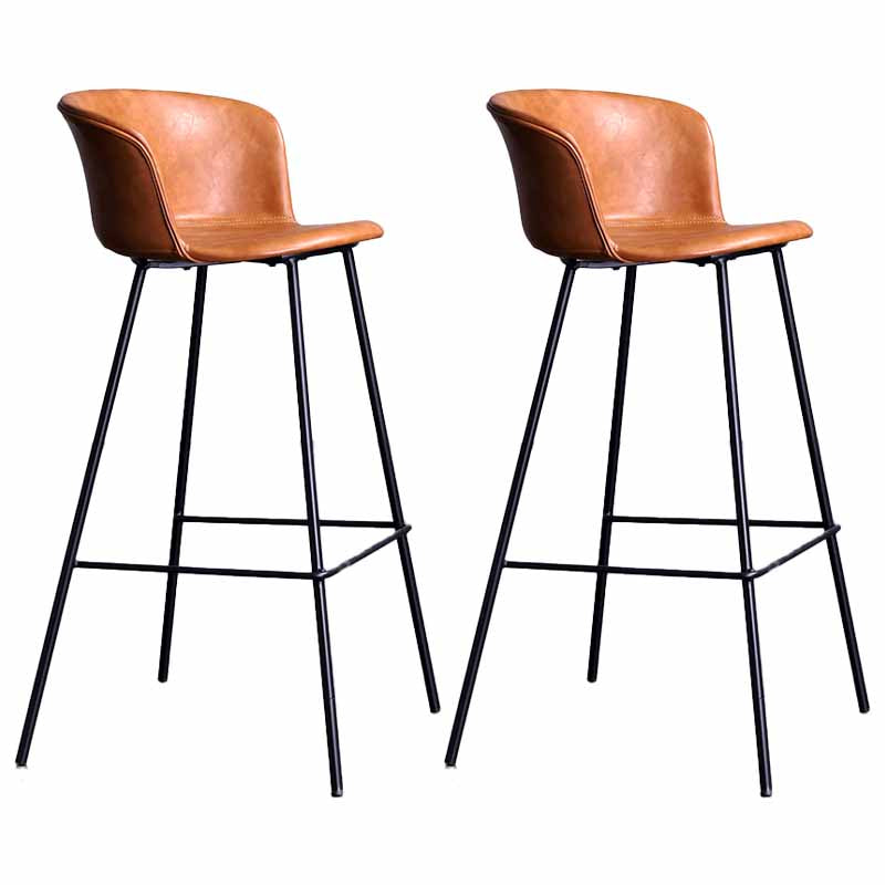 Modern Farmhouse Leather Seats Counter Stool Metal 4 Legs Stool, Set of 2 Brown 2 Piece Set Clearhalo 'Bar Furniture' 'Bar Stools' 'bar_stools' 'furn' 'furn_bar_stools' 'furniture_bar_stools' 'Kitchen & Dining Furniture' 'kitchen&dining_furn' 'kitchen' 'kitchen_furn' Furniture' 4415997