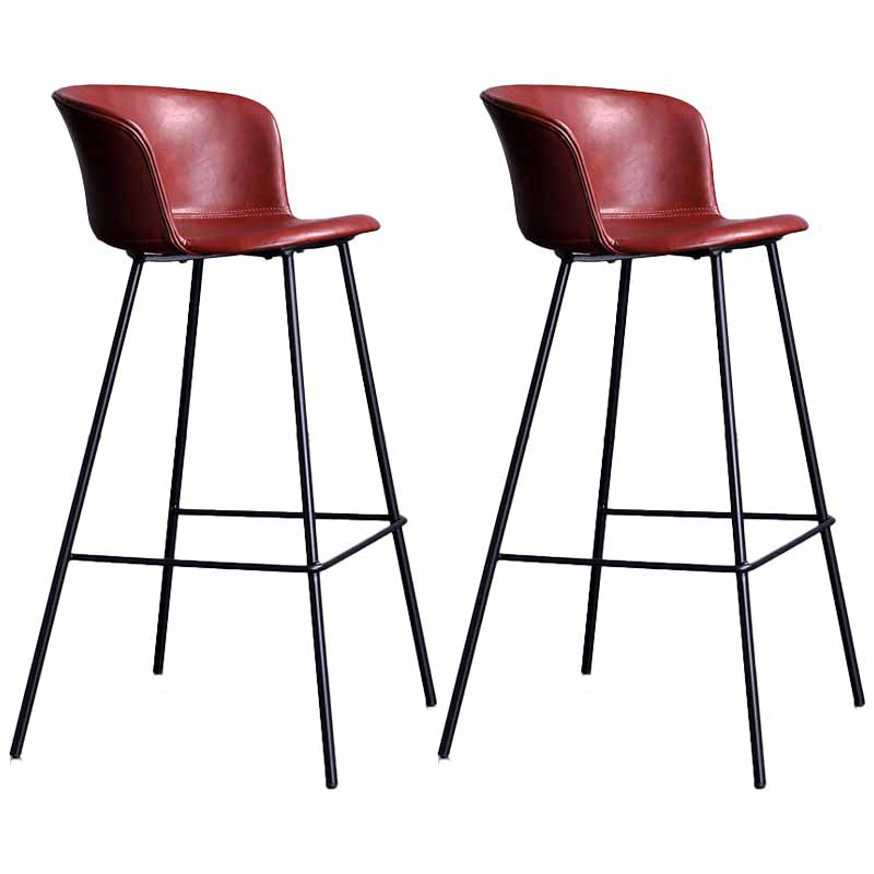 Modern Farmhouse Leather Seats Counter Stool Metal 4 Legs Stool, Set of 2 Burgundy 2 Piece Set Clearhalo 'Bar Furniture' 'Bar Stools' 'bar_stools' 'furn' 'furn_bar_stools' 'furniture_bar_stools' 'Kitchen & Dining Furniture' 'kitchen&dining_furn' 'kitchen' 'kitchen_furn' Furniture' 4415999