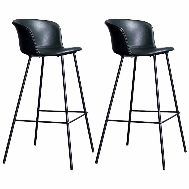Modern Farmhouse Leather Seats Counter Stool Metal 4 Legs Stool, Set of 2 Blackish Green 2 Piece Set Clearhalo 'Bar Furniture' 'Bar Stools' 'bar_stools' 'furn' 'furn_bar_stools' 'furniture_bar_stools' 'Kitchen & Dining Furniture' 'kitchen&dining_furn' 'kitchen' 'kitchen_furn' Furniture' 4416001