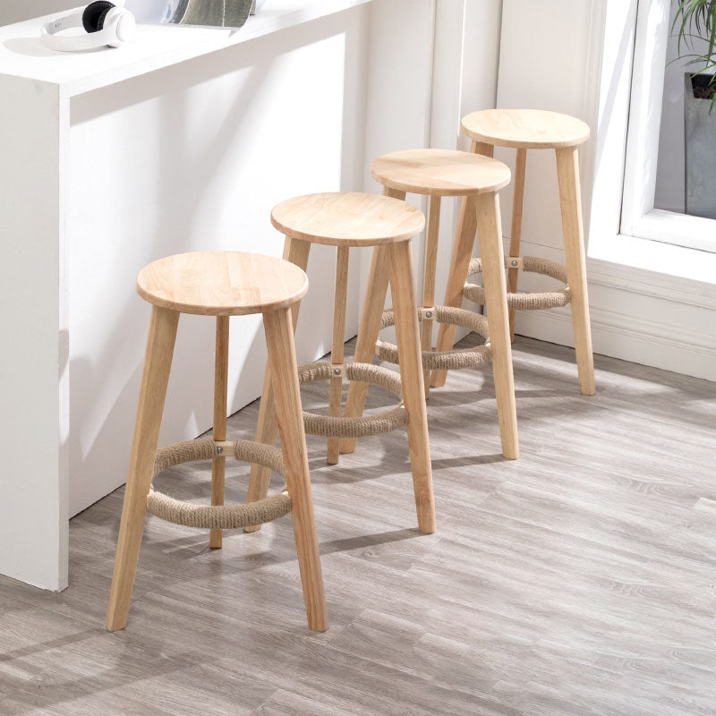Industrial Rubberwood Stackable Simple Barstool Indoor Tall Stool with Round Seat Clearhalo 'Bar Furniture' 'Bar Stools' 'bar_stools' 'furn' 'furn_bar_stools' 'furniture_bar_stools' 'Kitchen & Dining Furniture' 'kitchen&dining_furn' 'kitchen' 'kitchen_furn' Furniture' 4416010