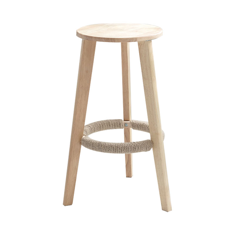 Industrial Rubberwood Stackable Simple Barstool Indoor Tall Stool with Round Seat Wood 1 Piece Clearhalo 'Bar Furniture' 'Bar Stools' 'bar_stools' 'furn' 'furn_bar_stools' 'furniture_bar_stools' 'Kitchen & Dining Furniture' 'kitchen&dining_furn' 'kitchen' 'kitchen_furn' Furniture' 4416011