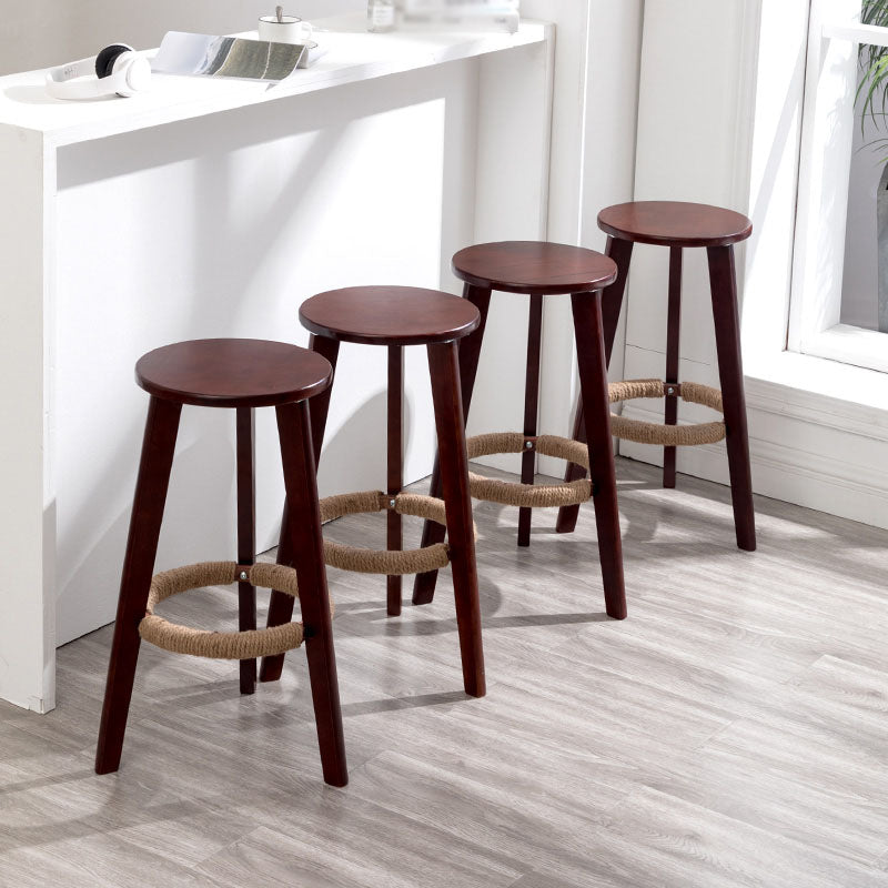 Industrial Rubberwood Stackable Simple Barstool Indoor Tall Stool with Round Seat Clearhalo 'Bar Furniture' 'Bar Stools' 'bar_stools' 'furn' 'furn_bar_stools' 'furniture_bar_stools' 'Kitchen & Dining Furniture' 'kitchen&dining_furn' 'kitchen' 'kitchen_furn' Furniture' 4416012