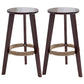 Industrial Rubberwood Stackable Simple Barstool Indoor Tall Stool with Round Seat Walnut 2 Piece Set Clearhalo 'Bar Furniture' 'Bar Stools' 'bar_stools' 'furn' 'furn_bar_stools' 'furniture_bar_stools' 'Kitchen & Dining Furniture' 'kitchen&dining_furn' 'kitchen' 'kitchen_furn' Furniture' 4416023