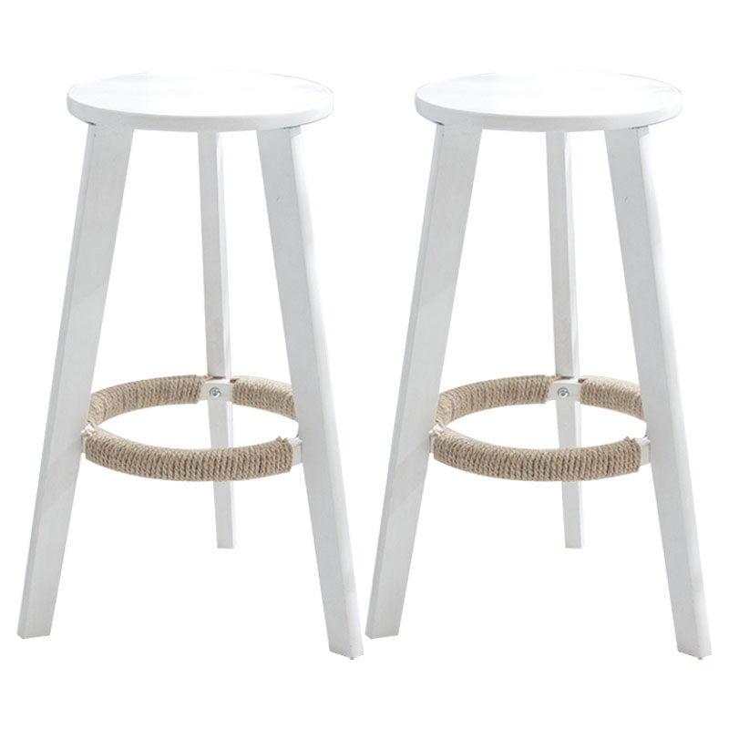Industrial Rubberwood Stackable Simple Barstool Indoor Tall Stool with Round Seat White 2 Piece Set Clearhalo 'Bar Furniture' 'Bar Stools' 'bar_stools' 'furn' 'furn_bar_stools' 'furniture_bar_stools' 'Kitchen & Dining Furniture' 'kitchen&dining_furn' 'kitchen' 'kitchen_furn' Furniture' 4416024