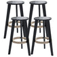 Industrial Rubberwood Stackable Simple Barstool Indoor Tall Stool with Round Seat Black 4 Piece Set Clearhalo 'Bar Furniture' 'Bar Stools' 'bar_stools' 'furn' 'furn_bar_stools' 'furniture_bar_stools' 'Kitchen & Dining Furniture' 'kitchen&dining_furn' 'kitchen' 'kitchen_furn' Furniture' 4416028