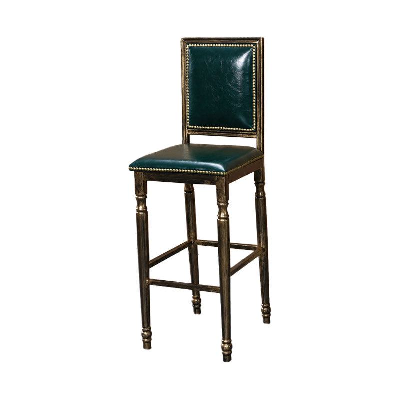 Distressed Bronze 29.5" H Barstool Industrial Indoor Tall Stool with Square Seat Blackish Green 1 Piece Clearhalo 'Bar Furniture' 'Bar Stools' 'bar_stools' 'furn' 'furn_bar_stools' 'furniture_bar_stools' 'Kitchen & Dining Furniture' 'kitchen&dining_furn' 'kitchen' 'kitchen_furn' Furniture' 4416039
