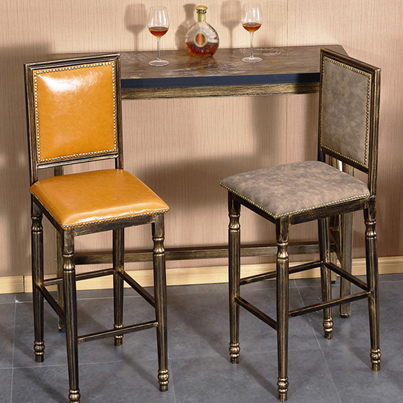 Distressed Bronze 29.5" H Barstool Industrial Indoor Tall Stool with Square Seat Clearhalo 'Bar Furniture' 'Bar Stools' 'bar_stools' 'furn' 'furn_bar_stools' 'furniture_bar_stools' 'Kitchen & Dining Furniture' 'kitchen&dining_furn' 'kitchen' 'kitchen_furn' Furniture' 4416043