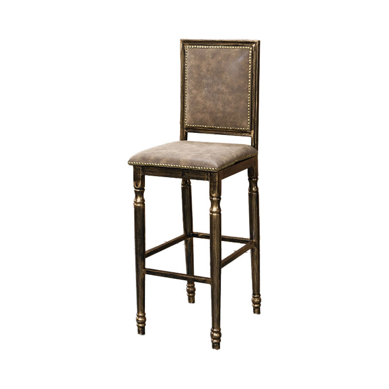 Distressed Bronze 29.5" H Barstool Industrial Indoor Tall Stool with Square Seat Khaki 1 Piece Clearhalo 'Bar Furniture' 'Bar Stools' 'bar_stools' 'furn' 'furn_bar_stools' 'furniture_bar_stools' 'Kitchen & Dining Furniture' 'kitchen&dining_furn' 'kitchen' 'kitchen_furn' Furniture' 4416045