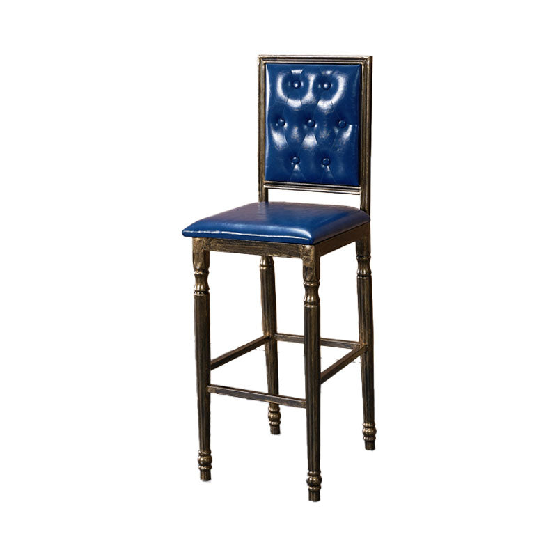 Distressed Bronze 29.5" H Barstool Industrial Indoor Tall Stool with Square Seat Blue 1 Piece Clearhalo 'Bar Furniture' 'Bar Stools' 'bar_stools' 'furn' 'furn_bar_stools' 'furniture_bar_stools' 'Kitchen & Dining Furniture' 'kitchen&dining_furn' 'kitchen' 'kitchen_furn' Furniture' 4416047