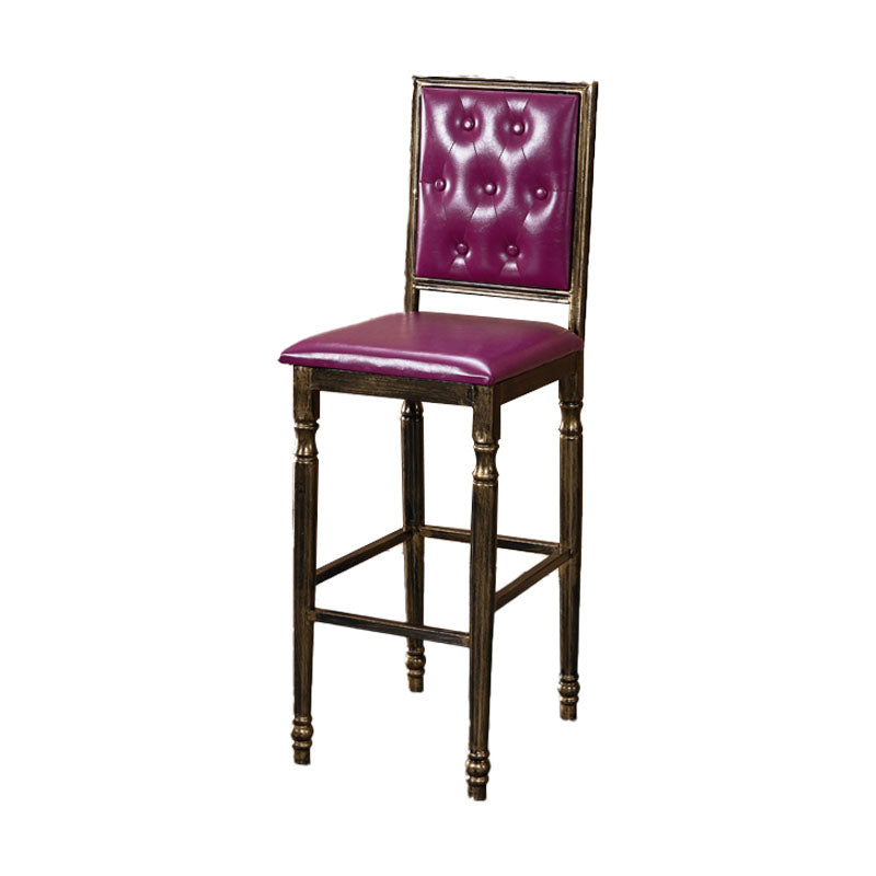 Distressed Bronze 29.5" H Barstool Industrial Indoor Tall Stool with Square Seat Purple 1 Piece Clearhalo 'Bar Furniture' 'Bar Stools' 'bar_stools' 'furn' 'furn_bar_stools' 'furniture_bar_stools' 'Kitchen & Dining Furniture' 'kitchen&dining_furn' 'kitchen' 'kitchen_furn' Furniture' 4416052