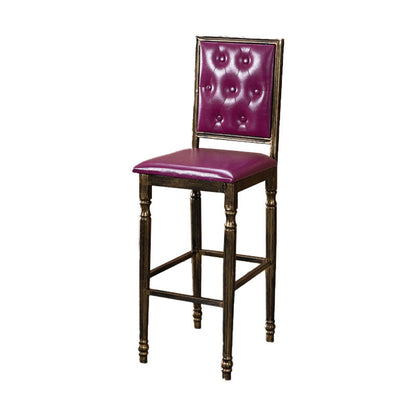 Distressed Bronze 29.5" H Barstool Industrial Indoor Tall Stool with Square Seat Purple 1 Piece Clearhalo 'Bar Furniture' 'Bar Stools' 'bar_stools' 'furn' 'furn_bar_stools' 'furniture_bar_stools' 'Kitchen & Dining Furniture' 'kitchen&dining_furn' 'kitchen' 'kitchen_furn' Furniture' 4416052