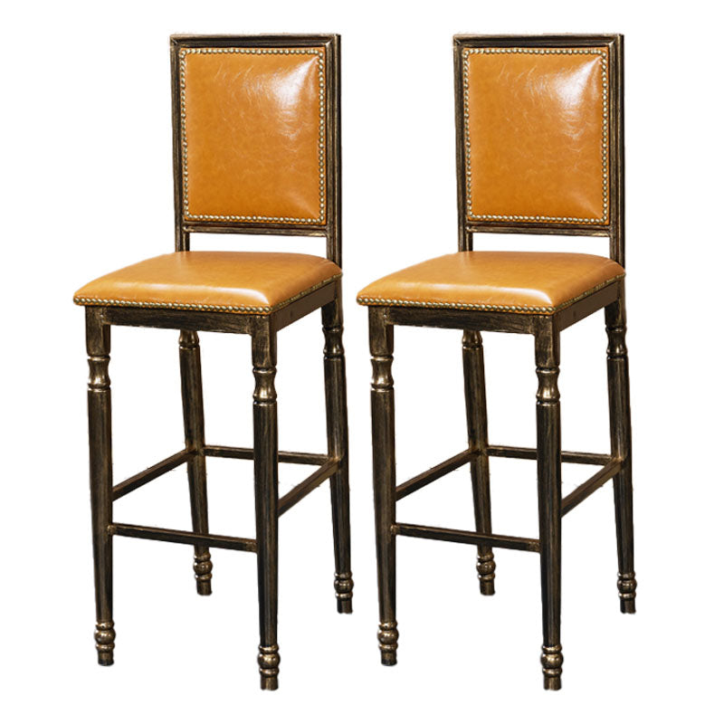 Distressed Bronze 29.5" H Barstool Industrial Indoor Tall Stool with Square Seat Yellow 2 Piece Set Clearhalo 'Bar Furniture' 'Bar Stools' 'bar_stools' 'furn' 'furn_bar_stools' 'furniture_bar_stools' 'Kitchen & Dining Furniture' 'kitchen&dining_furn' 'kitchen' 'kitchen_furn' Furniture' 4416056