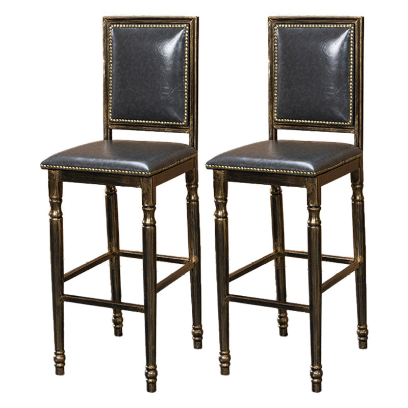 Distressed Bronze 29.5" H Barstool Industrial Indoor Tall Stool with Square Seat Grey 2 Piece Set Clearhalo 'Bar Furniture' 'Bar Stools' 'bar_stools' 'furn' 'furn_bar_stools' 'furniture_bar_stools' 'Kitchen & Dining Furniture' 'kitchen&dining_furn' 'kitchen' 'kitchen_furn' Furniture' 4416059