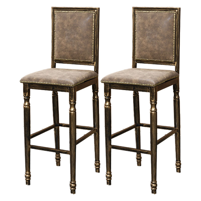 Distressed Bronze 29.5" H Barstool Industrial Indoor Tall Stool with Square Seat Khaki 2 Piece Set Clearhalo 'Bar Furniture' 'Bar Stools' 'bar_stools' 'furn' 'furn_bar_stools' 'furniture_bar_stools' 'Kitchen & Dining Furniture' 'kitchen&dining_furn' 'kitchen' 'kitchen_furn' Furniture' 4416061