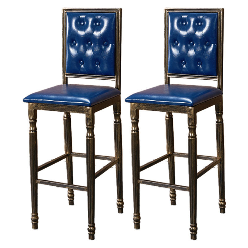 Distressed Bronze 29.5" H Barstool Industrial Indoor Tall Stool with Square Seat Blue 2 Piece Set Clearhalo 'Bar Furniture' 'Bar Stools' 'bar_stools' 'furn' 'furn_bar_stools' 'furniture_bar_stools' 'Kitchen & Dining Furniture' 'kitchen&dining_furn' 'kitchen' 'kitchen_furn' Furniture' 4416063