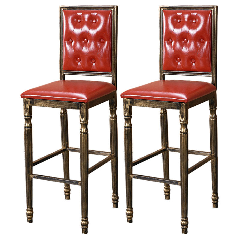 Distressed Bronze 29.5" H Barstool Industrial Indoor Tall Stool with Square Seat Red 2 Piece Set Clearhalo 'Bar Furniture' 'Bar Stools' 'bar_stools' 'furn' 'furn_bar_stools' 'furniture_bar_stools' 'Kitchen & Dining Furniture' 'kitchen&dining_furn' 'kitchen' 'kitchen_furn' Furniture' 4416064