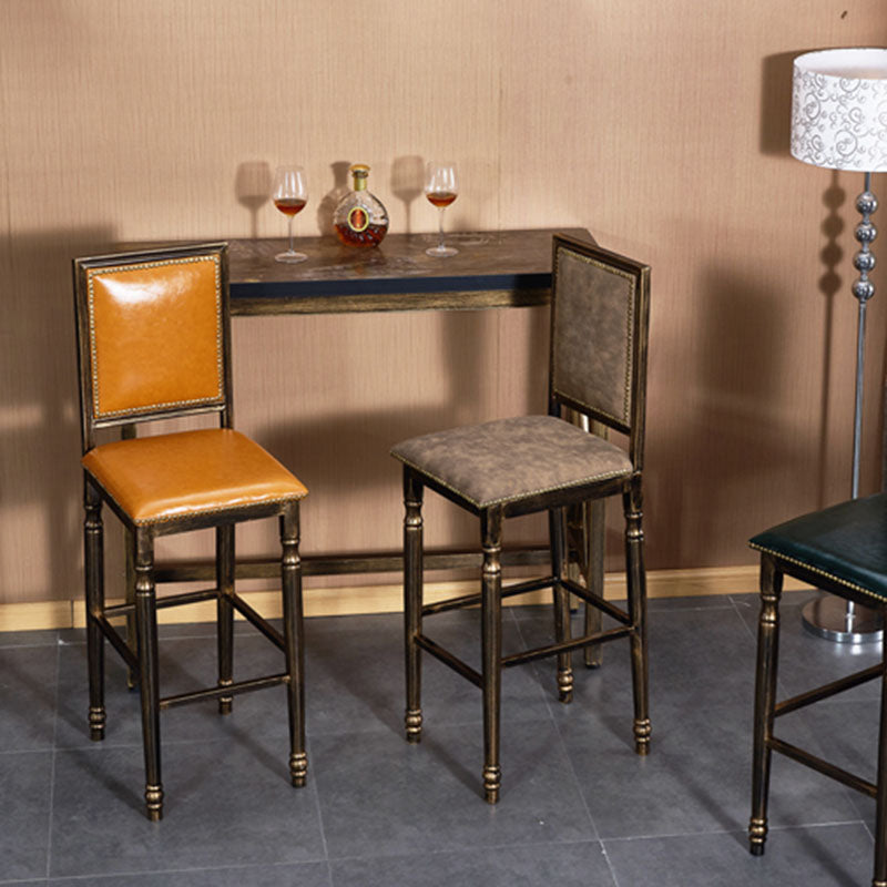 Distressed Bronze 29.5" H Barstool Industrial Indoor Tall Stool with Square Seat Clearhalo 'Bar Furniture' 'Bar Stools' 'bar_stools' 'furn' 'furn_bar_stools' 'furniture_bar_stools' 'Kitchen & Dining Furniture' 'kitchen&dining_furn' 'kitchen' 'kitchen_furn' Furniture' 4416067