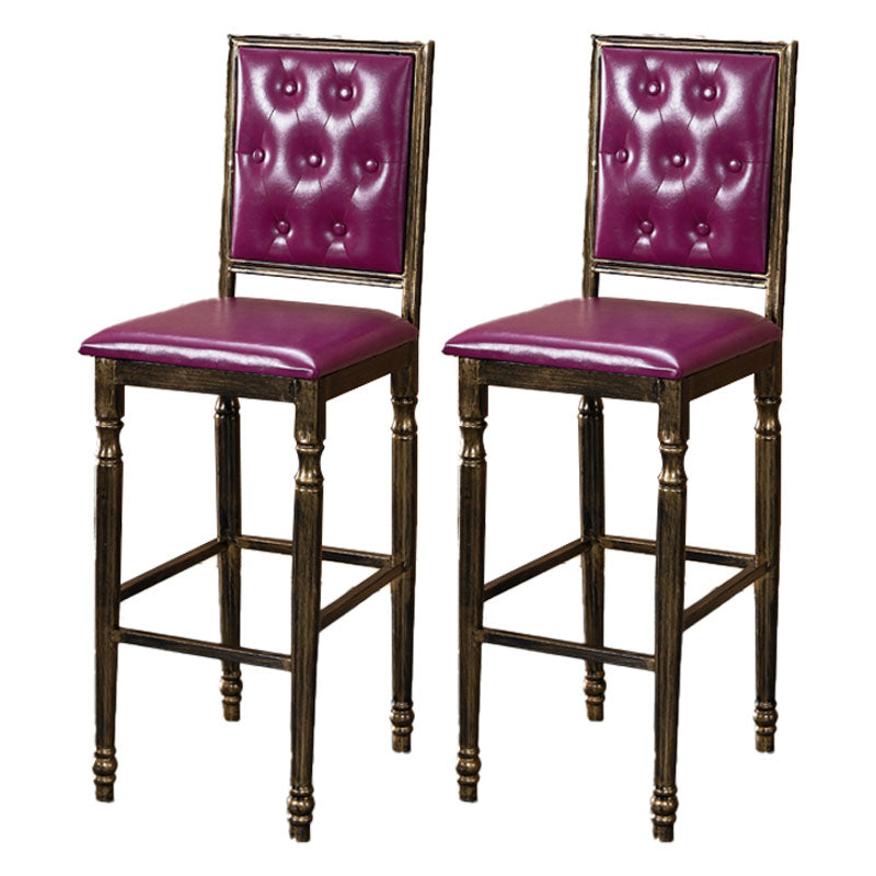 Distressed Bronze 29.5" H Barstool Industrial Indoor Tall Stool with Square Seat Purple 2 Piece Set Clearhalo 'Bar Furniture' 'Bar Stools' 'bar_stools' 'furn' 'furn_bar_stools' 'furniture_bar_stools' 'Kitchen & Dining Furniture' 'kitchen&dining_furn' 'kitchen' 'kitchen_furn' Furniture' 4416069