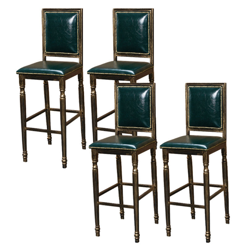 Distressed Bronze 29.5" H Barstool Industrial Indoor Tall Stool with Square Seat Blackish Green 4 Piece Set Clearhalo 'Bar Furniture' 'Bar Stools' 'bar_stools' 'furn' 'furn_bar_stools' 'furniture_bar_stools' 'Kitchen & Dining Furniture' 'kitchen&dining_furn' 'kitchen' 'kitchen_furn' Furniture' 4416070