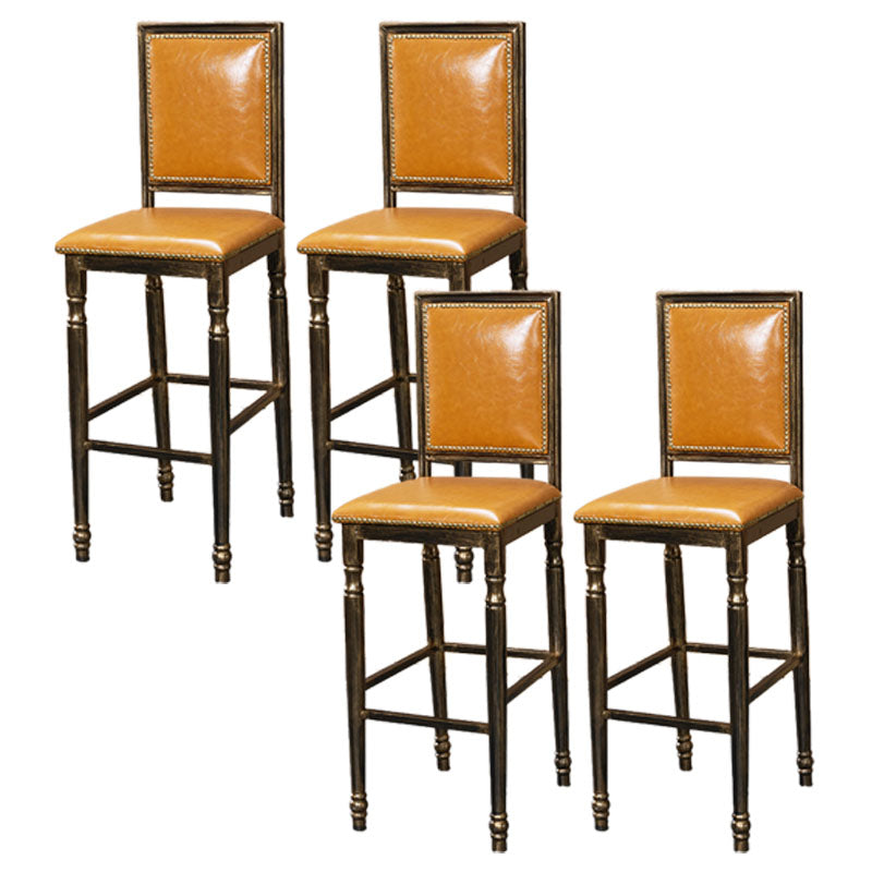 Distressed Bronze 29.5" H Barstool Industrial Indoor Tall Stool with Square Seat Yellow 4 Piece Set Clearhalo 'Bar Furniture' 'Bar Stools' 'bar_stools' 'furn' 'furn_bar_stools' 'furniture_bar_stools' 'Kitchen & Dining Furniture' 'kitchen&dining_furn' 'kitchen' 'kitchen_furn' Furniture' 4416071