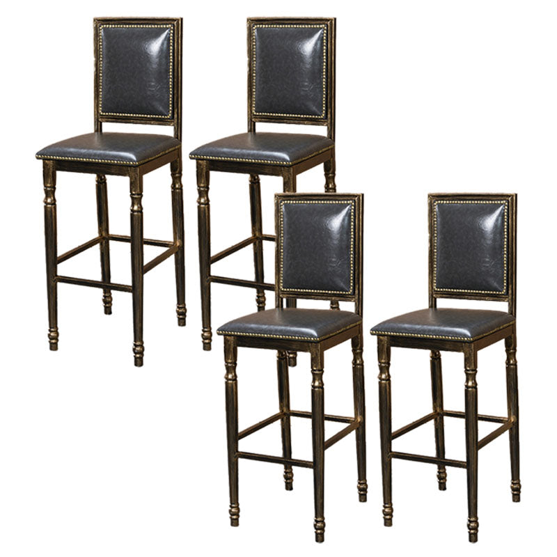 Distressed Bronze 29.5" H Barstool Industrial Indoor Tall Stool with Square Seat Grey 4 Piece Set Clearhalo 'Bar Furniture' 'Bar Stools' 'bar_stools' 'furn' 'furn_bar_stools' 'furniture_bar_stools' 'Kitchen & Dining Furniture' 'kitchen&dining_furn' 'kitchen' 'kitchen_furn' Furniture' 4416072