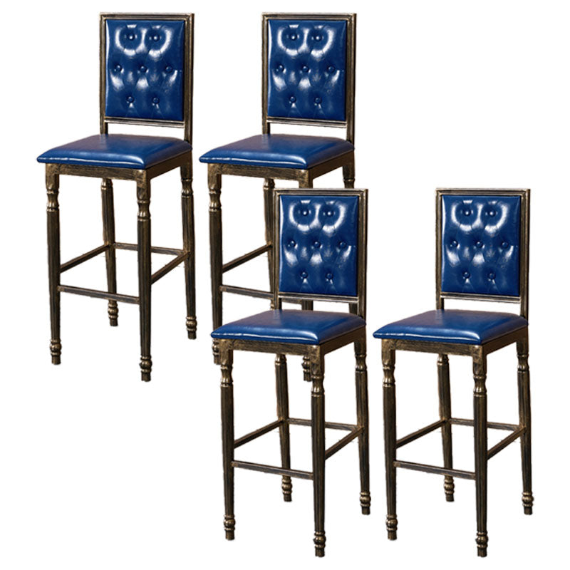 Distressed Bronze 29.5" H Barstool Industrial Indoor Tall Stool with Square Seat Blue 4 Piece Set Clearhalo 'Bar Furniture' 'Bar Stools' 'bar_stools' 'furn' 'furn_bar_stools' 'furniture_bar_stools' 'Kitchen & Dining Furniture' 'kitchen&dining_furn' 'kitchen' 'kitchen_furn' Furniture' 4416074