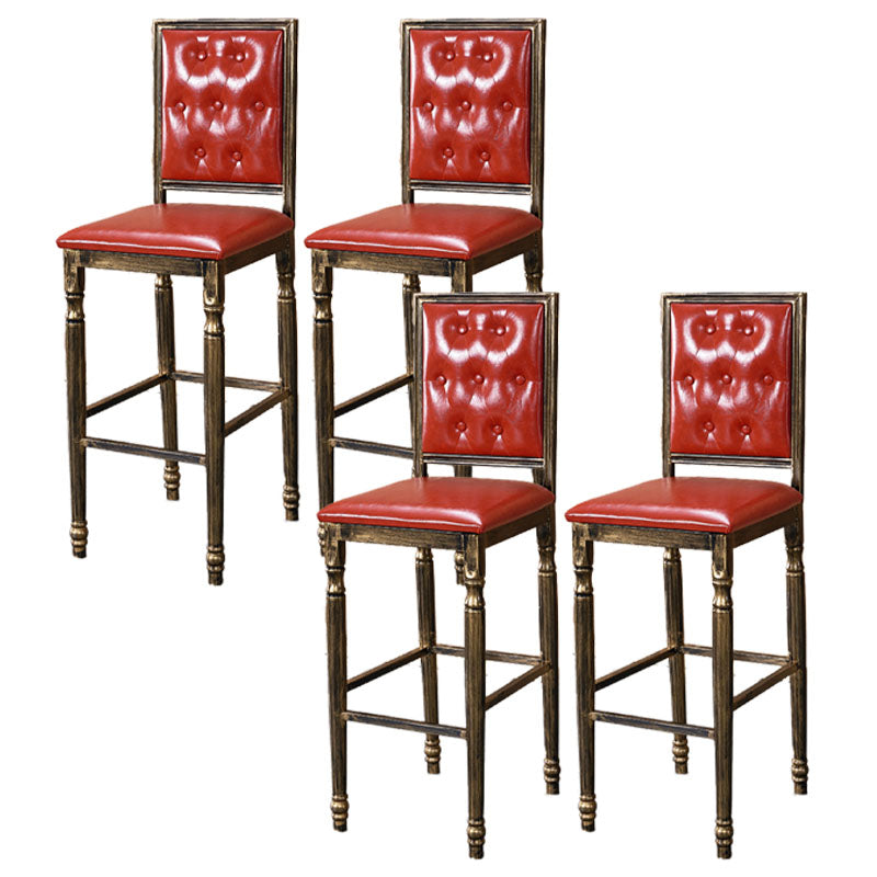 Distressed Bronze 29.5" H Barstool Industrial Indoor Tall Stool with Square Seat Red 4 Piece Set Clearhalo 'Bar Furniture' 'Bar Stools' 'bar_stools' 'furn' 'furn_bar_stools' 'furniture_bar_stools' 'Kitchen & Dining Furniture' 'kitchen&dining_furn' 'kitchen' 'kitchen_furn' Furniture' 4416075
