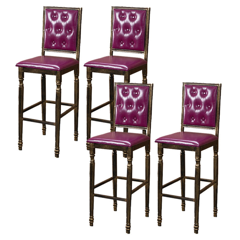 Distressed Bronze 29.5" H Barstool Industrial Indoor Tall Stool with Square Seat Purple 4 Piece Set Clearhalo 'Bar Furniture' 'Bar Stools' 'bar_stools' 'furn' 'furn_bar_stools' 'furniture_bar_stools' 'Kitchen & Dining Furniture' 'kitchen&dining_furn' 'kitchen' 'kitchen_furn' Furniture' 4416077