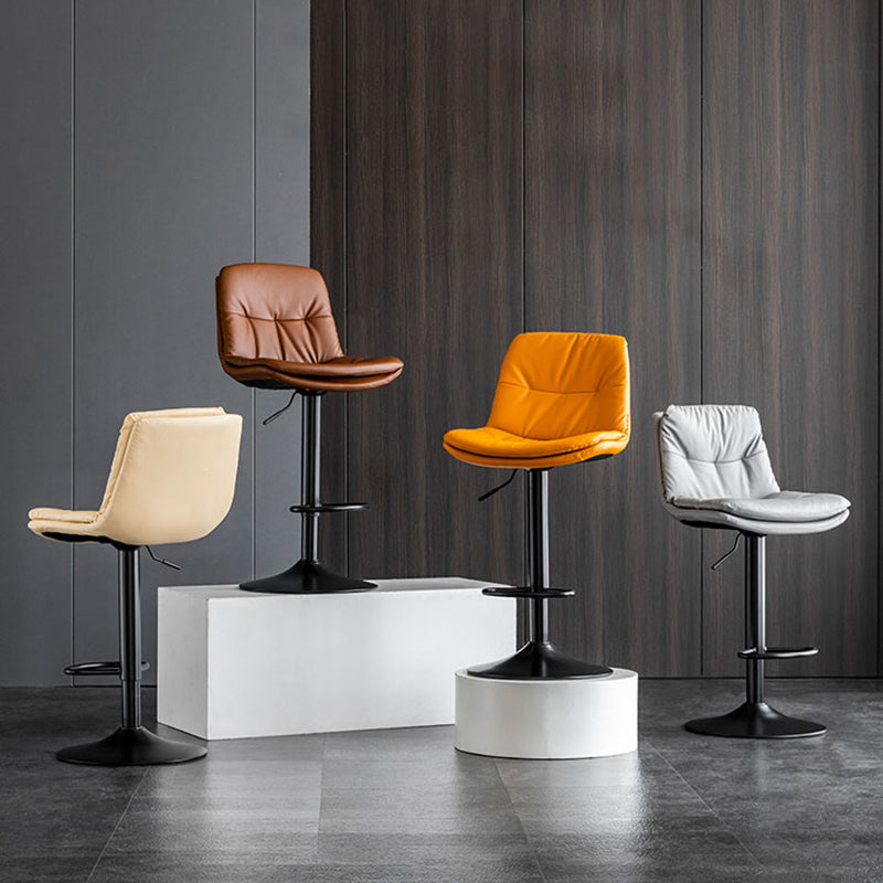 Nordic Metal Adjustable Swivel Barstool Indoor Tall Stool with Leather Seat Clearhalo 'Bar Furniture' 'Bar Stools' 'bar_stools' 'furn' 'furn_bar_stools' 'furniture_bar_stools' 'Kitchen & Dining Furniture' 'kitchen&dining_furn' 'kitchen' 'kitchen_furn' Furniture' 4416079