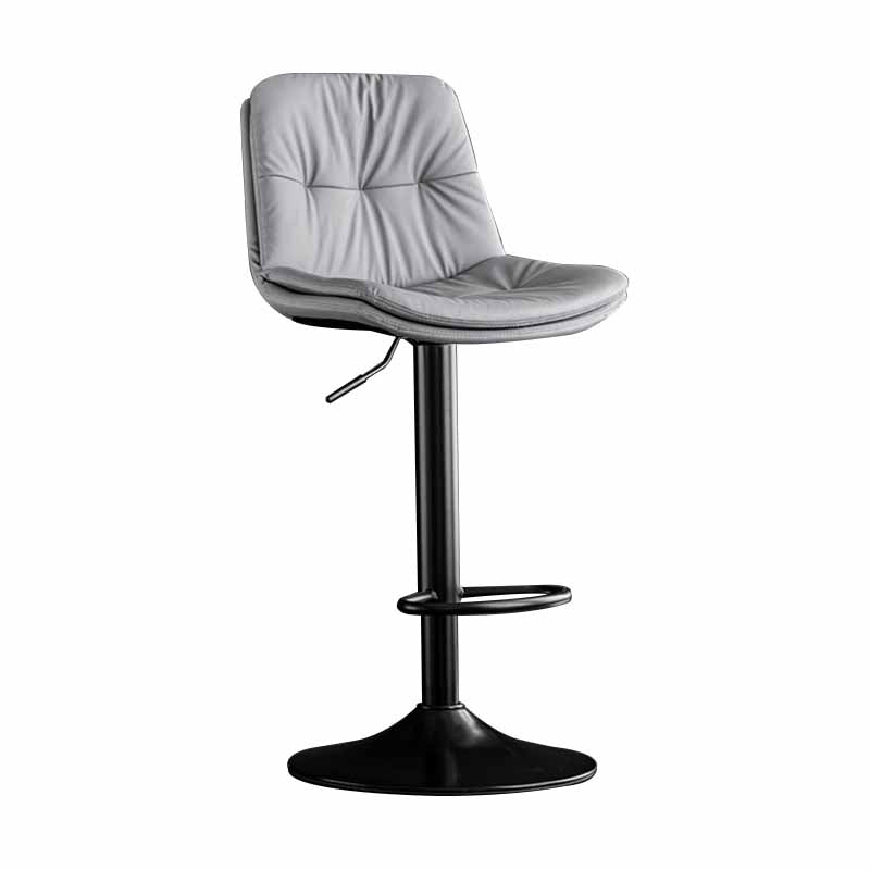 Nordic Metal Adjustable Swivel Barstool Indoor Tall Stool with Leather Seat Smoke Gray Black 1 Piece Clearhalo 'Bar Furniture' 'Bar Stools' 'bar_stools' 'furn' 'furn_bar_stools' 'furniture_bar_stools' 'Kitchen & Dining Furniture' 'kitchen&dining_furn' 'kitchen' 'kitchen_furn' Furniture' 4416081