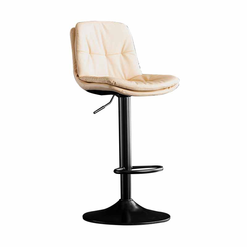 Nordic Metal Adjustable Swivel Barstool Indoor Tall Stool with Leather Seat Off-White Black 1 Piece Clearhalo 'Bar Furniture' 'Bar Stools' 'bar_stools' 'furn' 'furn_bar_stools' 'furniture_bar_stools' 'Kitchen & Dining Furniture' 'kitchen&dining_furn' 'kitchen' 'kitchen_furn' Furniture' 4416084