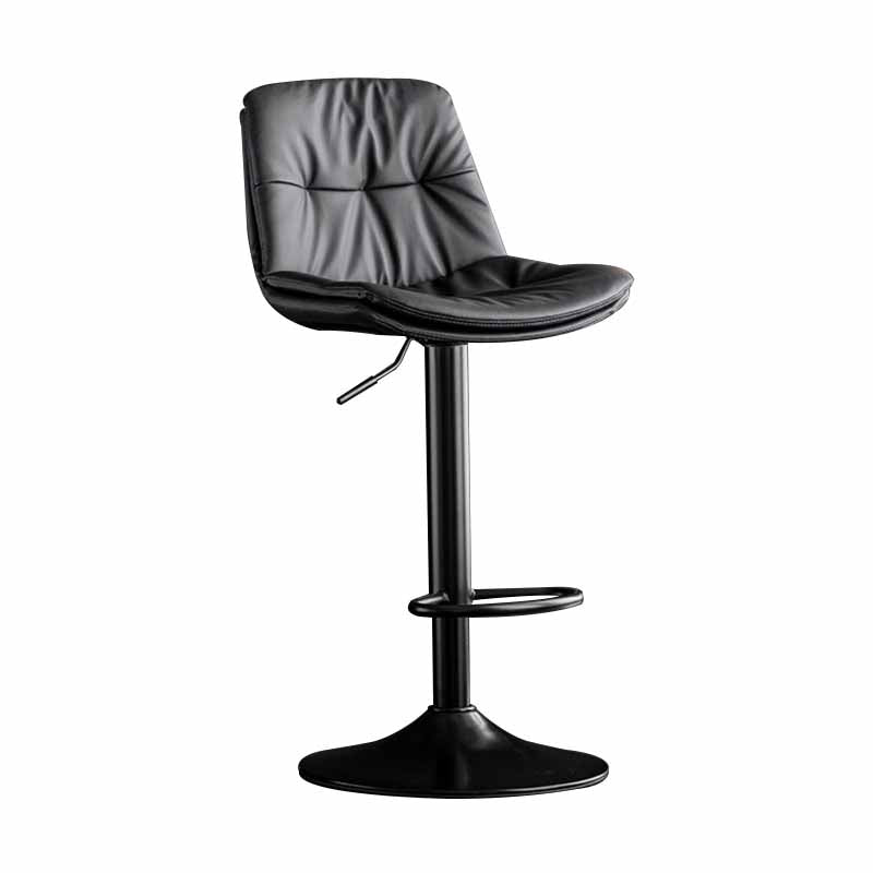 Nordic Metal Adjustable Swivel Barstool Indoor Tall Stool with Leather Seat Dark Gray Black 1 Piece Clearhalo 'Bar Furniture' 'Bar Stools' 'bar_stools' 'furn' 'furn_bar_stools' 'furniture_bar_stools' 'Kitchen & Dining Furniture' 'kitchen&dining_furn' 'kitchen' 'kitchen_furn' Furniture' 4416086
