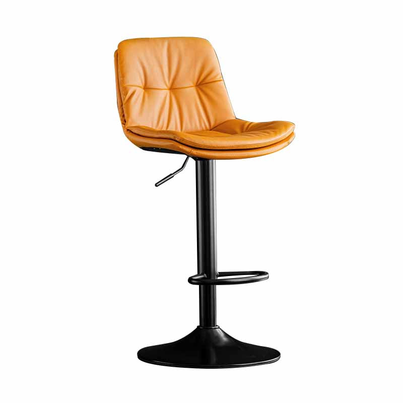 Nordic Metal Adjustable Swivel Barstool Indoor Tall Stool with Leather Seat Orange Black 1 Piece Clearhalo 'Bar Furniture' 'Bar Stools' 'bar_stools' 'furn' 'furn_bar_stools' 'furniture_bar_stools' 'Kitchen & Dining Furniture' 'kitchen&dining_furn' 'kitchen' 'kitchen_furn' Furniture' 4416090