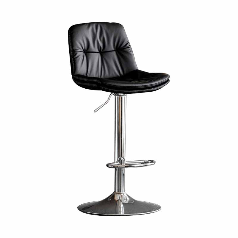 Nordic Metal Adjustable Swivel Barstool Indoor Tall Stool with Leather Seat Black Silver 1 Piece Clearhalo 'Bar Furniture' 'Bar Stools' 'bar_stools' 'furn' 'furn_bar_stools' 'furniture_bar_stools' 'Kitchen & Dining Furniture' 'kitchen&dining_furn' 'kitchen' 'kitchen_furn' Furniture' 4416091