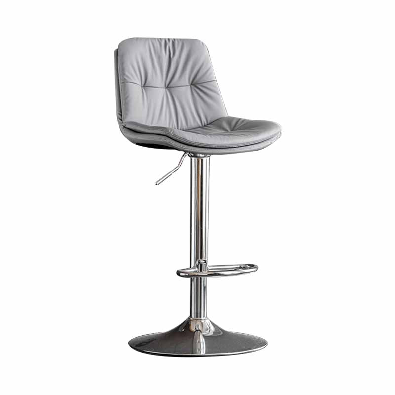 Nordic Metal Adjustable Swivel Barstool Indoor Tall Stool with Leather Seat Smoke Gray Silver 1 Piece Clearhalo 'Bar Furniture' 'Bar Stools' 'bar_stools' 'furn' 'furn_bar_stools' 'furniture_bar_stools' 'Kitchen & Dining Furniture' 'kitchen&dining_furn' 'kitchen' 'kitchen_furn' Furniture' 4416093