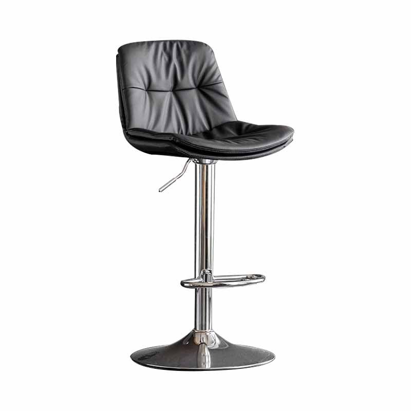 Nordic Metal Adjustable Swivel Barstool Indoor Tall Stool with Leather Seat Dark Gray Silver 1 Piece Clearhalo 'Bar Furniture' 'Bar Stools' 'bar_stools' 'furn' 'furn_bar_stools' 'furniture_bar_stools' 'Kitchen & Dining Furniture' 'kitchen&dining_furn' 'kitchen' 'kitchen_furn' Furniture' 4416097