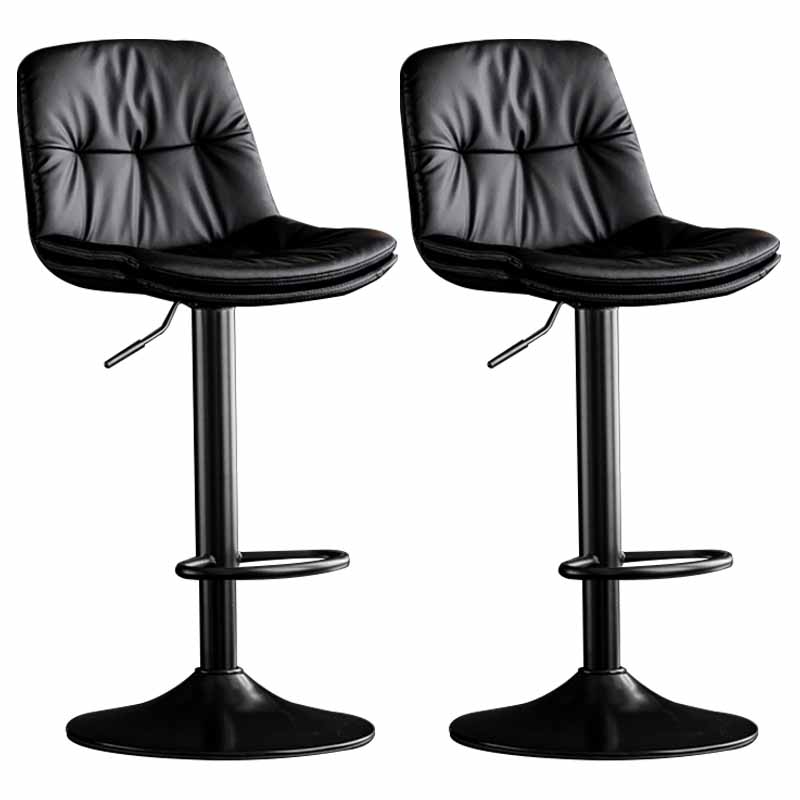 Nordic Metal Adjustable Swivel Barstool Indoor Tall Stool with Leather Seat Black Black 2 Piece Set Clearhalo 'Bar Furniture' 'Bar Stools' 'bar_stools' 'furn' 'furn_bar_stools' 'furniture_bar_stools' 'Kitchen & Dining Furniture' 'kitchen&dining_furn' 'kitchen' 'kitchen_furn' Furniture' 4416103