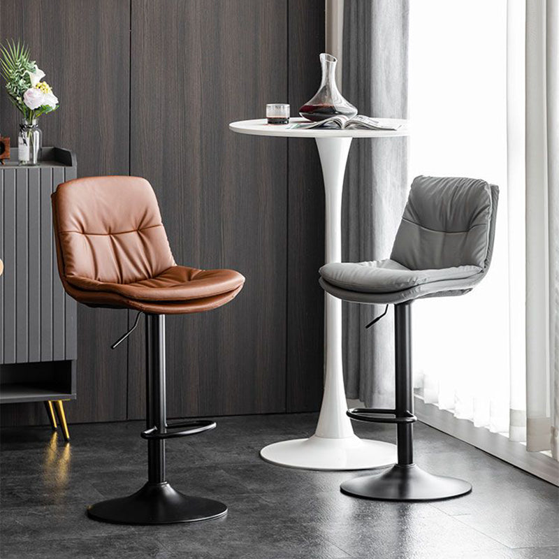 Nordic Metal Adjustable Swivel Barstool Indoor Tall Stool with Leather Seat Clearhalo 'Bar Furniture' 'Bar Stools' 'bar_stools' 'furn' 'furn_bar_stools' 'furniture_bar_stools' 'Kitchen & Dining Furniture' 'kitchen&dining_furn' 'kitchen' 'kitchen_furn' Furniture' 4416104