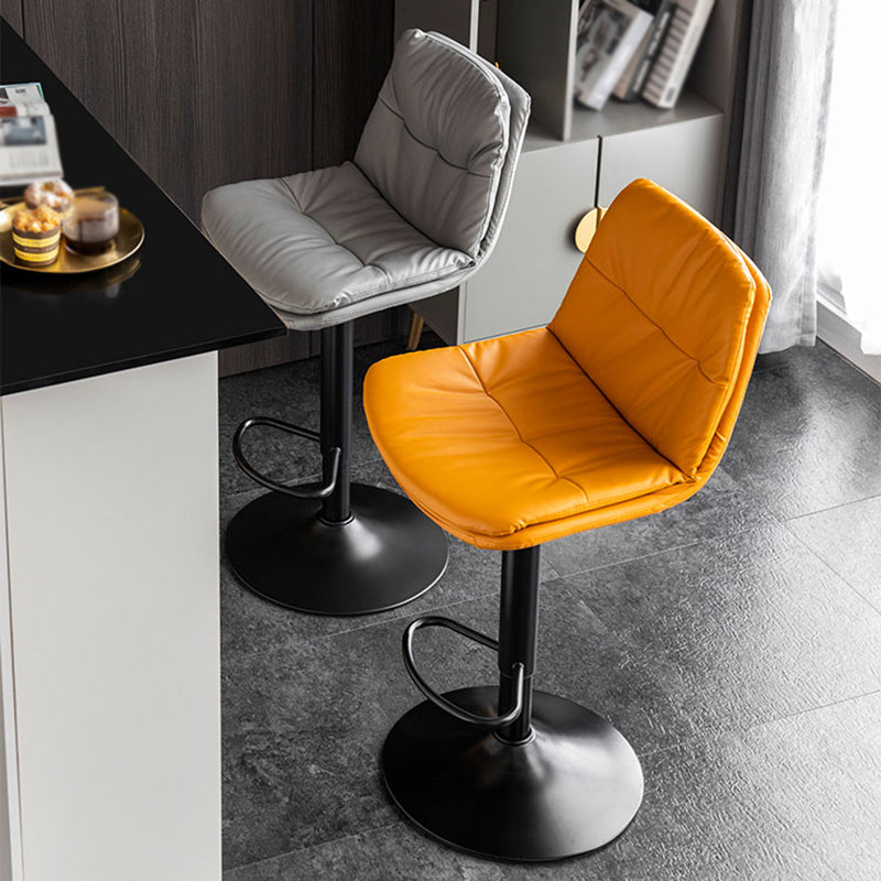 Nordic Metal Adjustable Swivel Barstool Indoor Tall Stool with Leather Seat Clearhalo 'Bar Furniture' 'Bar Stools' 'bar_stools' 'furn' 'furn_bar_stools' 'furniture_bar_stools' 'Kitchen & Dining Furniture' 'kitchen&dining_furn' 'kitchen' 'kitchen_furn' Furniture' 4416105