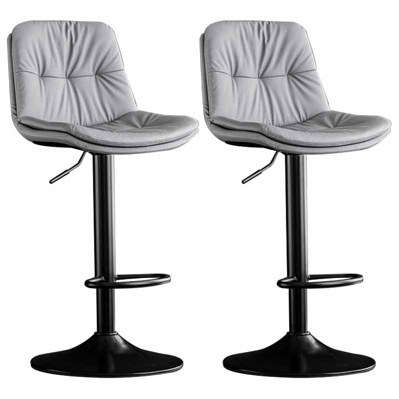 Nordic Metal Adjustable Swivel Barstool Indoor Tall Stool with Leather Seat Smoke Gray Black 2 Piece Set Clearhalo 'Bar Furniture' 'Bar Stools' 'bar_stools' 'furn' 'furn_bar_stools' 'furniture_bar_stools' 'Kitchen & Dining Furniture' 'kitchen&dining_furn' 'kitchen' 'kitchen_furn' Furniture' 4416106
