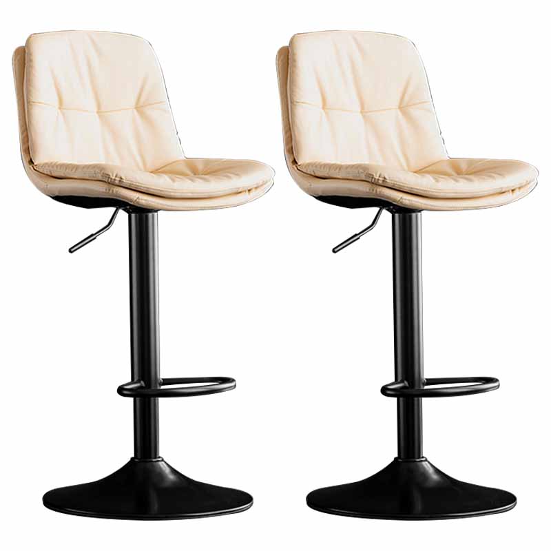 Nordic Metal Adjustable Swivel Barstool Indoor Tall Stool with Leather Seat Off-White Black 2 Piece Set Clearhalo 'Bar Furniture' 'Bar Stools' 'bar_stools' 'furn' 'furn_bar_stools' 'furniture_bar_stools' 'Kitchen & Dining Furniture' 'kitchen&dining_furn' 'kitchen' 'kitchen_furn' Furniture' 4416107