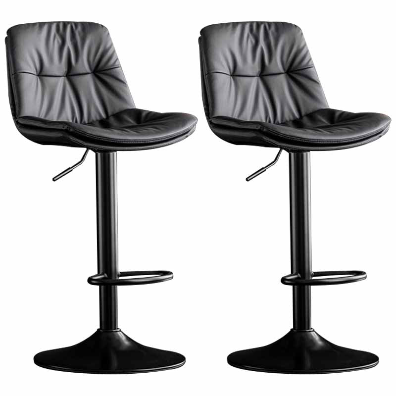 Nordic Metal Adjustable Swivel Barstool Indoor Tall Stool with Leather Seat Dark Gray Black 2 Piece Set Clearhalo 'Bar Furniture' 'Bar Stools' 'bar_stools' 'furn' 'furn_bar_stools' 'furniture_bar_stools' 'Kitchen & Dining Furniture' 'kitchen&dining_furn' 'kitchen' 'kitchen_furn' Furniture' 4416108