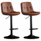 Nordic Metal Adjustable Swivel Barstool Indoor Tall Stool with Leather Seat Brown Black 2 Piece Set Clearhalo 'Bar Furniture' 'Bar Stools' 'bar_stools' 'furn' 'furn_bar_stools' 'furniture_bar_stools' 'Kitchen & Dining Furniture' 'kitchen&dining_furn' 'kitchen' 'kitchen_furn' Furniture' 4416109