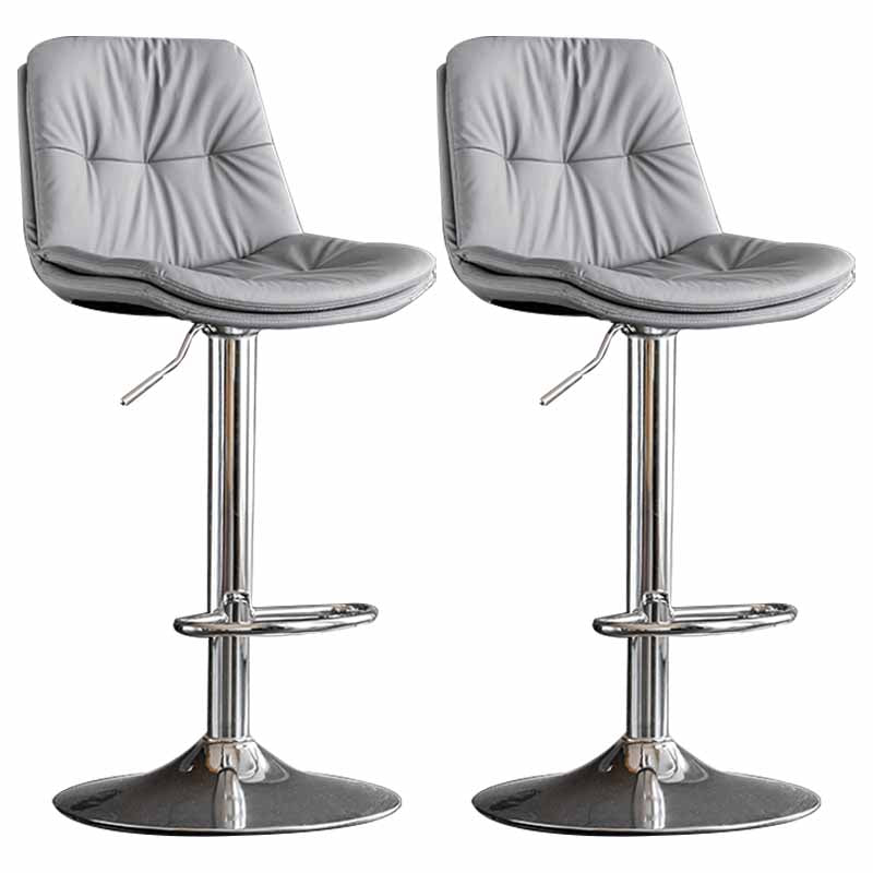 Nordic Metal Adjustable Swivel Barstool Indoor Tall Stool with Leather Seat Smoke Gray Silver 2 Piece Set Clearhalo 'Bar Furniture' 'Bar Stools' 'bar_stools' 'furn' 'furn_bar_stools' 'furniture_bar_stools' 'Kitchen & Dining Furniture' 'kitchen&dining_furn' 'kitchen' 'kitchen_furn' Furniture' 4416112