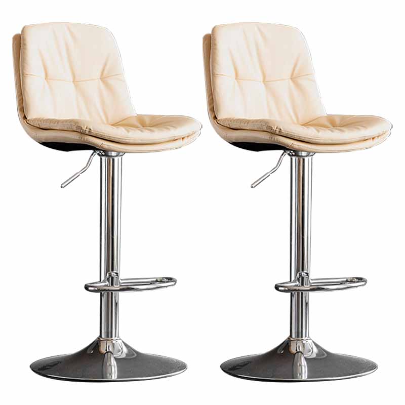 Nordic Metal Adjustable Swivel Barstool Indoor Tall Stool with Leather Seat Off-White Silver 2 Piece Set Clearhalo 'Bar Furniture' 'Bar Stools' 'bar_stools' 'furn' 'furn_bar_stools' 'furniture_bar_stools' 'Kitchen & Dining Furniture' 'kitchen&dining_furn' 'kitchen' 'kitchen_furn' Furniture' 4416113