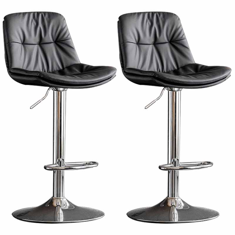 Nordic Metal Adjustable Swivel Barstool Indoor Tall Stool with Leather Seat Dark Gray Silver 2 Piece Set Clearhalo 'Bar Furniture' 'Bar Stools' 'bar_stools' 'furn' 'furn_bar_stools' 'furniture_bar_stools' 'Kitchen & Dining Furniture' 'kitchen&dining_furn' 'kitchen' 'kitchen_furn' Furniture' 4416114