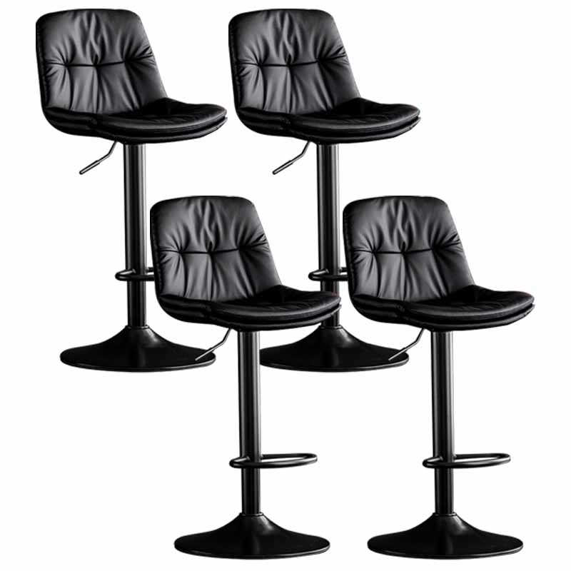 Nordic Metal Adjustable Swivel Barstool Indoor Tall Stool with Leather Seat Black Black 4 Piece Set Clearhalo 'Bar Furniture' 'Bar Stools' 'bar_stools' 'furn' 'furn_bar_stools' 'furniture_bar_stools' 'Kitchen & Dining Furniture' 'kitchen&dining_furn' 'kitchen' 'kitchen_furn' Furniture' 4416117